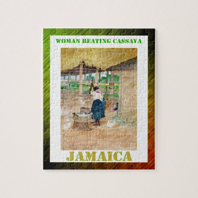 Jamaican Woman Beating Cassava on Farm Jigsaw Puzzle (Vertical)
