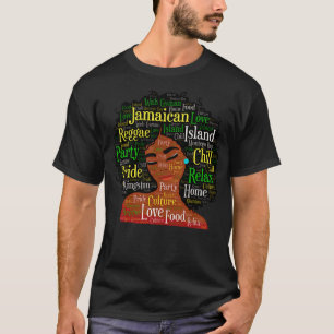 Jamaican Woman Words in Afro T-Shirt
