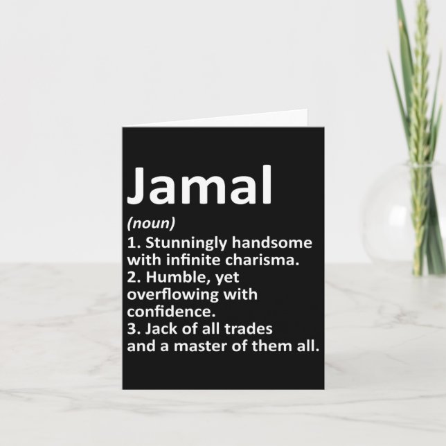 Jamal Definition Personalised Name Funny Birthday  Card (Front)