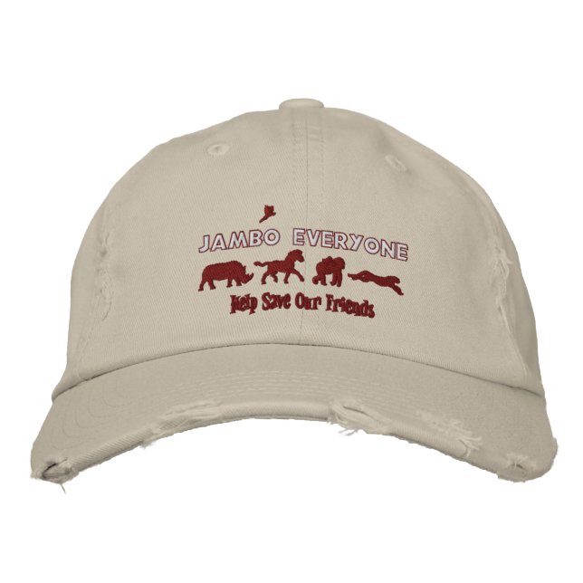 Jambo Everyone Help save endangered animals Embroidered Hat (Front)