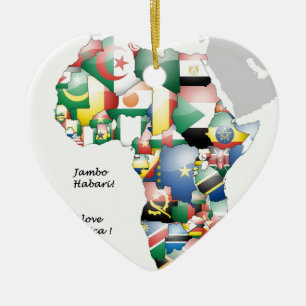 Jambo Habari Africa ! I Love Africa Ceramic Tree Decoration