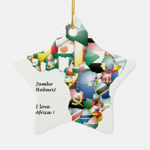 Jambo Habari Africa ! I Love Africa Ceramic Tree Decoration