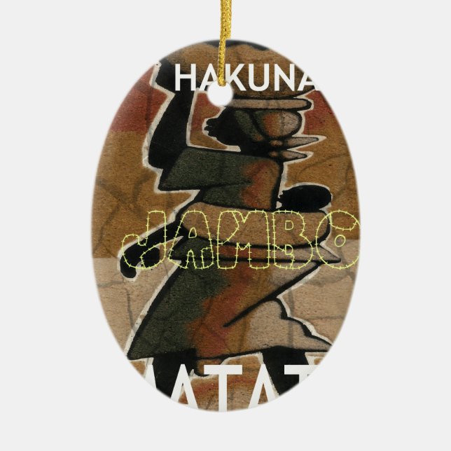 Jambo Habari Hakuna Matata. Ceramic Tree Decoration (Front)
