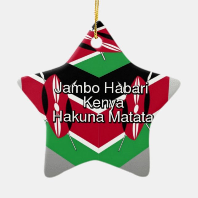 Jambo Habari ! Kenya Hakuna Matata Ceramic Tree Decoration (Front)