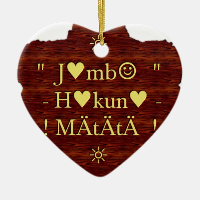 Jambo Hakuna Matata: African Art Print/Graphic Ceramic Tree Decoration (Front)