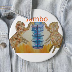 Jambo Jumbo African Kids Elephants Art Print 6 Cm Round Badge