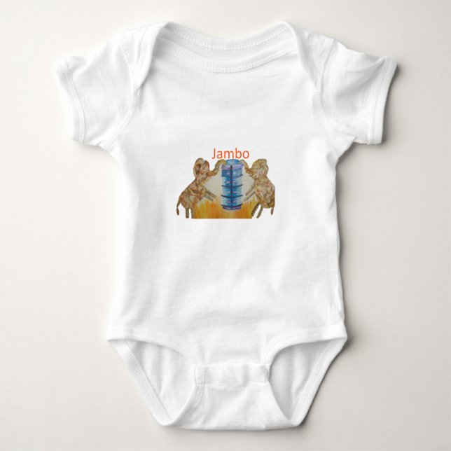 Jambo Jumbo African Kids Elephants Art Print Baby Bodysuit (Front)