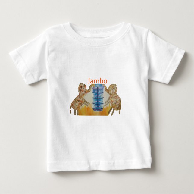 Jambo Jumbo African Kids Elephants Art Print Baby T-Shirt (Front)