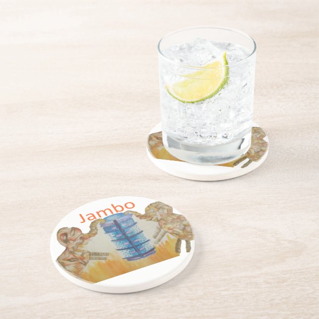 Jambo Jumbo African Kids Elephants Art Print Coaster (Side)