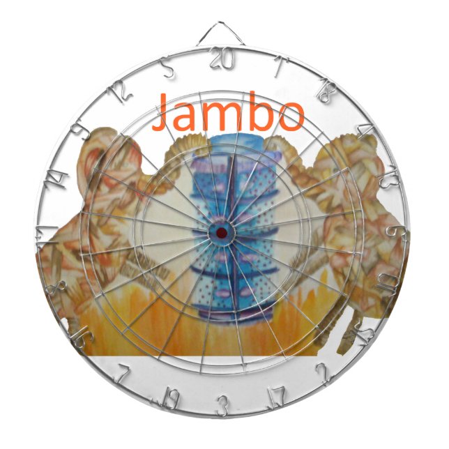 Jambo Jumbo African Kids Elephants Art Print Dartboard (Front)