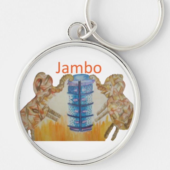 Jambo Jumbo African Kids Elephants Art Print Key Ring (Front)