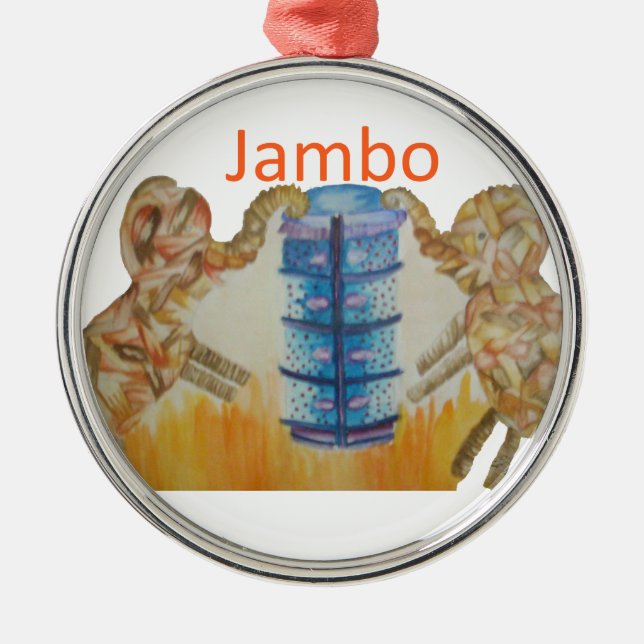 Jambo Jumbo African Kids Elephants Art Print Metal Ornament (Front)