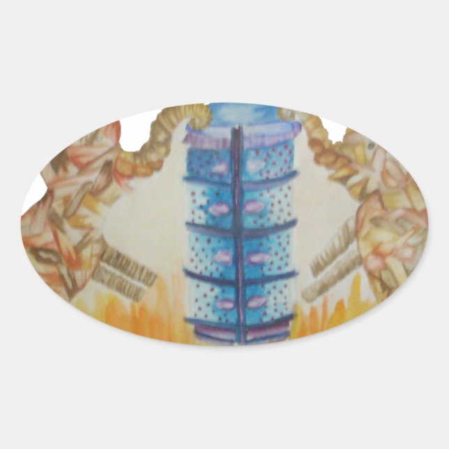 Jambo Jumbo African Kids Elephants Art Print Oval Sticker (Front)