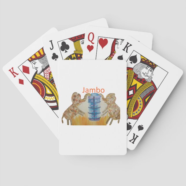 Jambo Jumbo African Kids Elephants Art Print Playing Cards (Back)