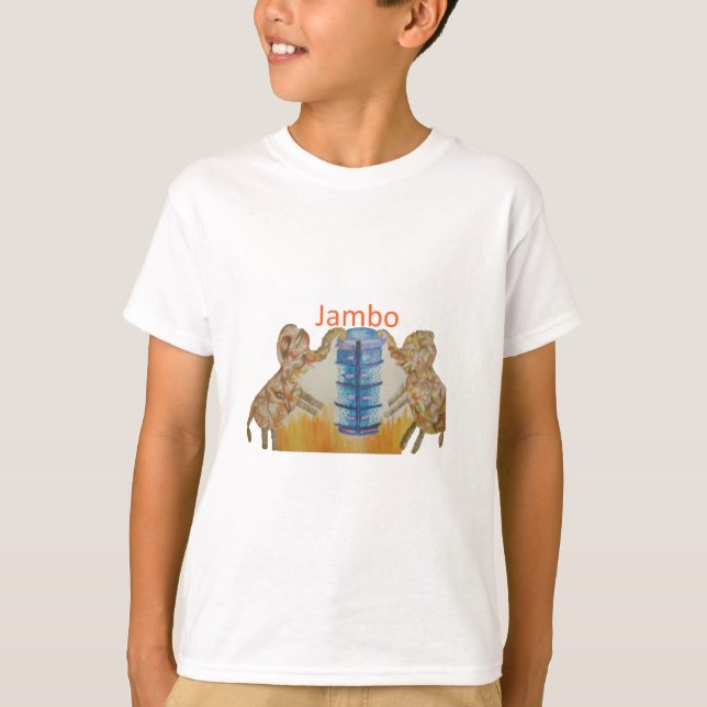 Jambo Jumbo African Kids Elephants Art Print T-Shirt (Front)