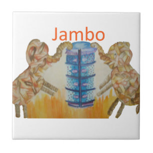 Jambo Jumbo African Kids Elephants Art Print Tile