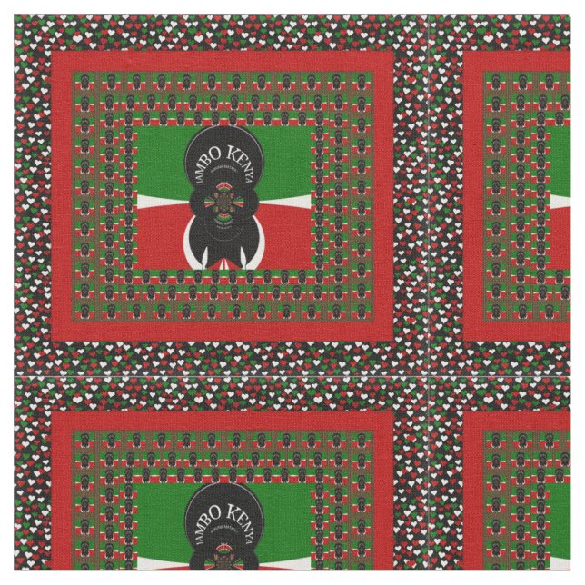 Jambo Kenya Black Red Green Flag Colours Fabric (Close Up)
