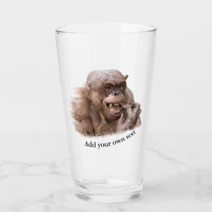 Jambo The Hairless Chimp (change to your own text) Glass
