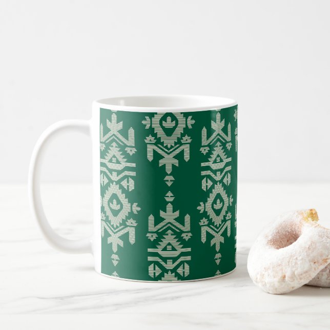 Jamdani Print Folk Pattern Coffee Mug (With Donut)