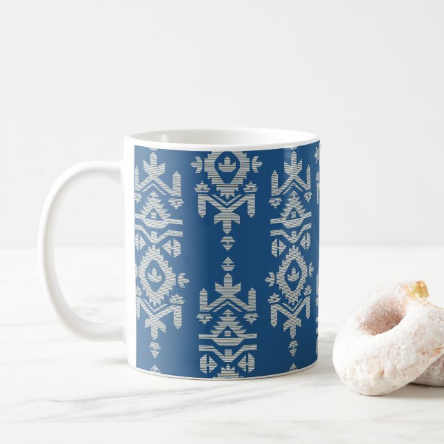Jamdani Print Folk Pattern Coffee Mug (With Donut)