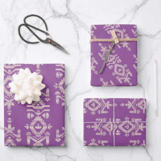 Jamdani Print Folk Pattern Wrapping Paper Sheet