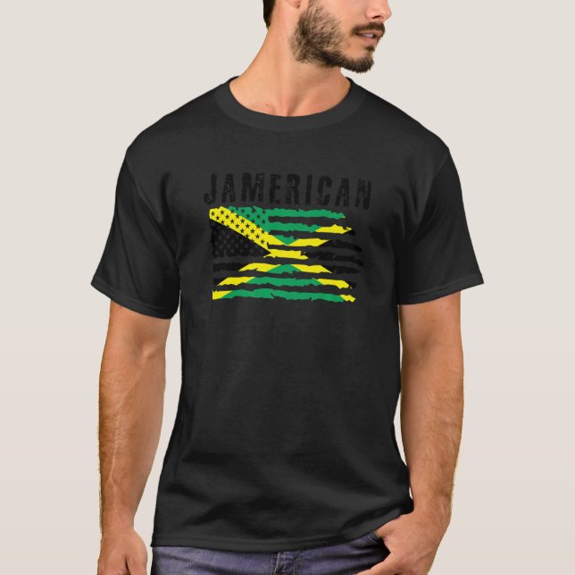 Jamerican Jamaica Flag Pride Independence Jamaica  T-Shirt (Front)
