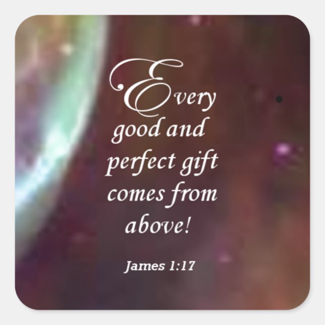 James 1:17 square sticker (Front)