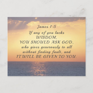 James 1:5 If any of you lacks Wisdom Bible Verse Postcard
