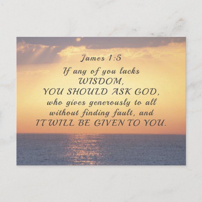 James 1:5 If any of you lacks Wisdom Bible Verse Postcard (Front)