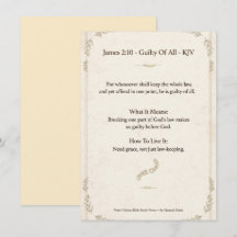 James 2:10 KJV Bible Study Card - Guilty Of All