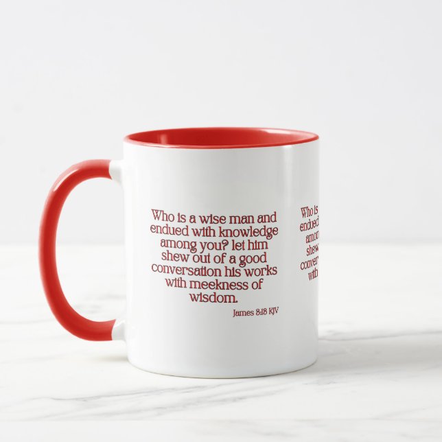 James 3:13 KJV Bible Verse Two-Tone Mug (Left)