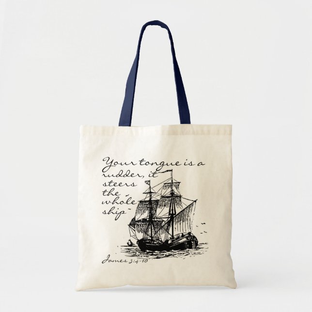 James 3:4-10 Ship tote Bag (Front)