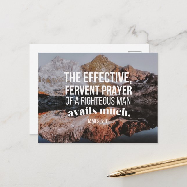 James 5:16 NKJV The effective fervent prayer Postcard (Front/Back In Situ)