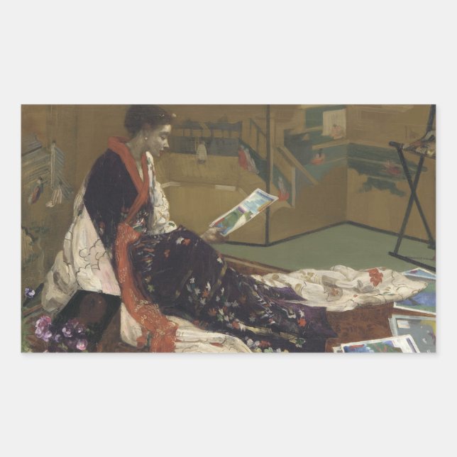 James Abbott McNeill Whistler - Caprice in Purple Rectangular Sticker (Front)