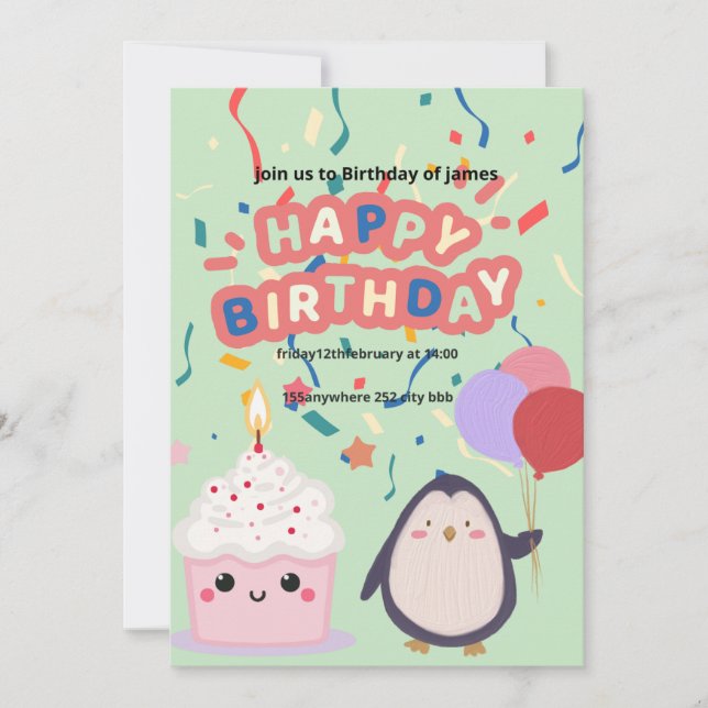james birthday invitation card (Front)