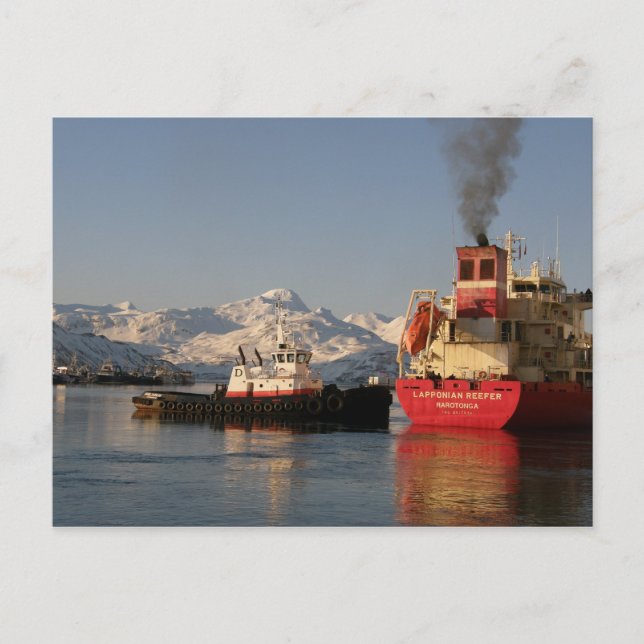 James Dunlap Tugboat in Dutch Harbour Announcement Postcard (Front)
