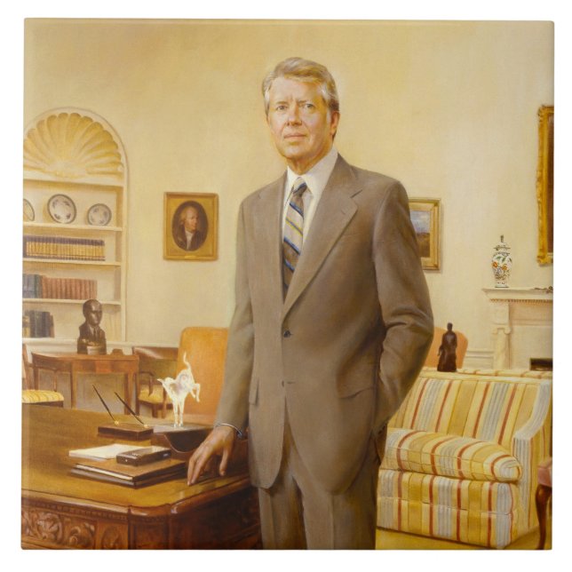 James Earl Carter Painted US President Portrait  Ceramic Tile (Front)