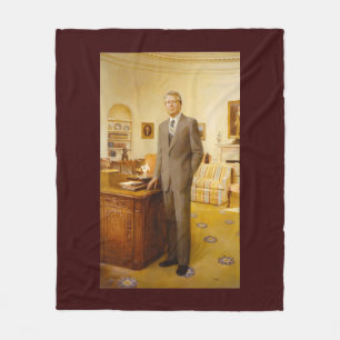 James Earl Carter Painted US President Portrait Fleece Blanket