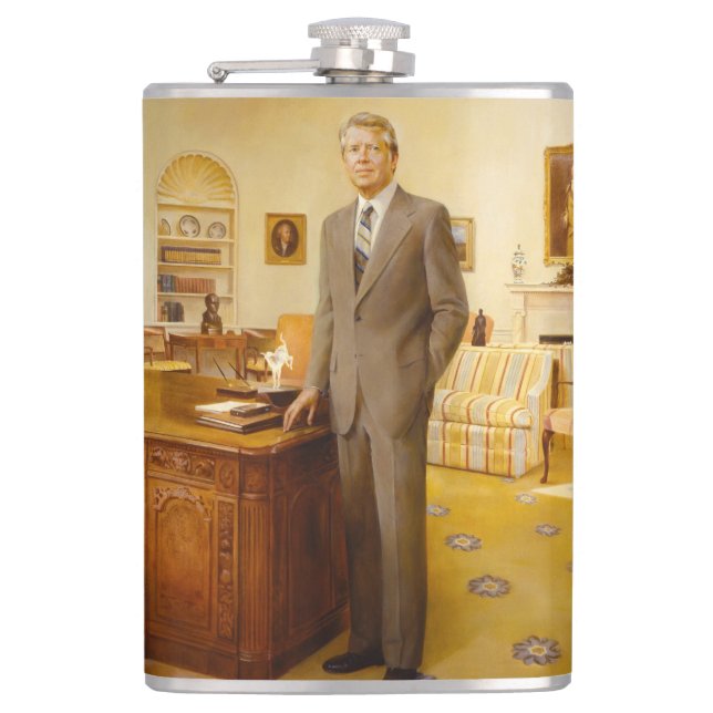 James Earl Carter Painted US President Portrait  Hip Flask (Front)