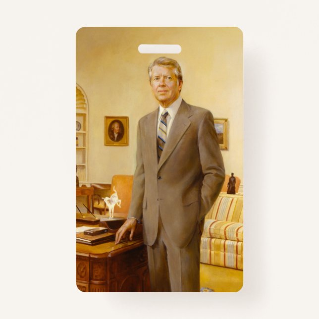 James Earl Carter Painted US President Portrait  ID Badge (Front)