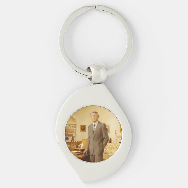 James Earl Carter Painted US President Portrait  Key Ring (Front)