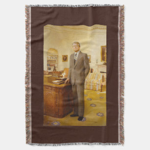 James Earl Carter Painted US President Portrait Throw Blanket
