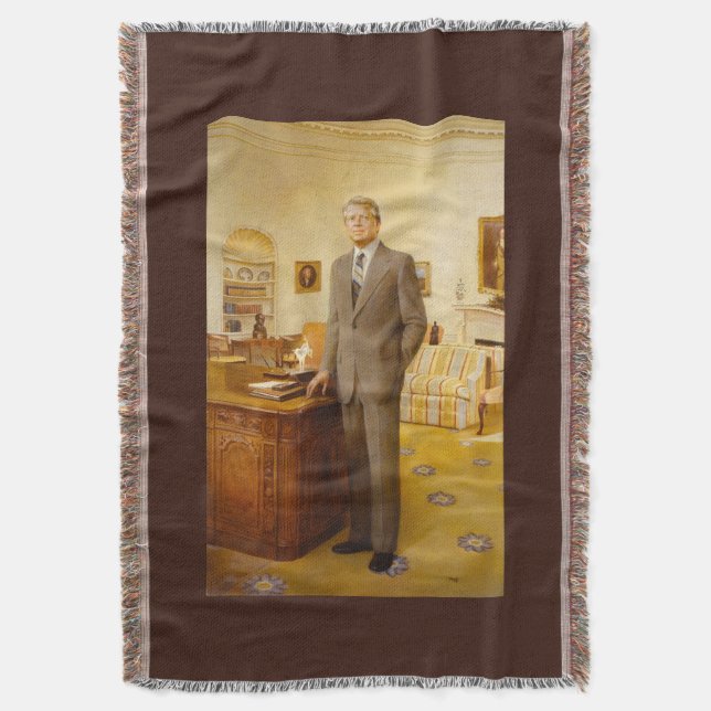 James Earl Carter Painted US President Portrait  Throw Blanket (Front Vertical)
