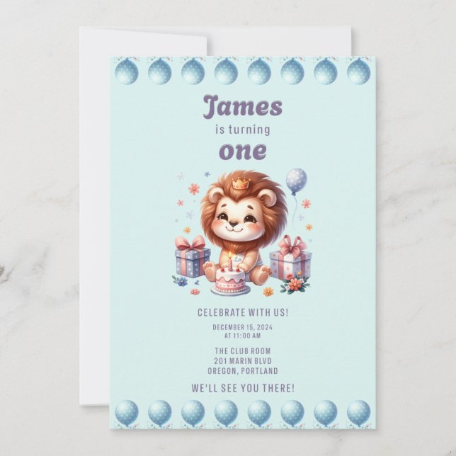 James' First Birthday Invitation (Front)