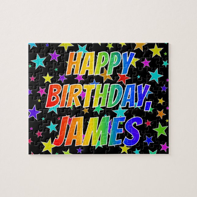 "JAMES" First Name, Fun "HAPPY BIRTHDAY" Jigsaw Puzzle (Horizontal)