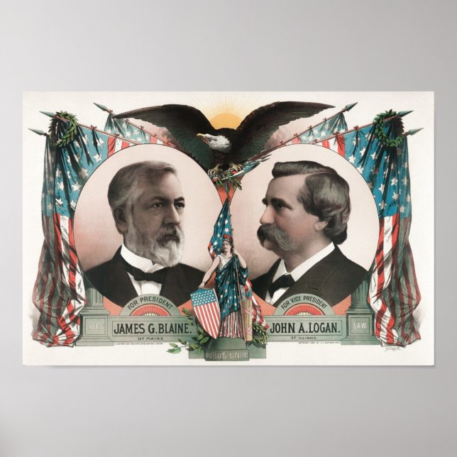 James G. Blaine and John A. Logan Election Poster (Front)