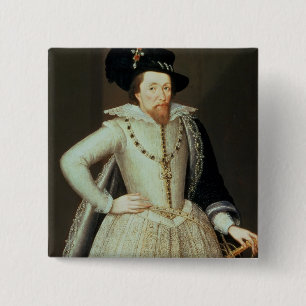 James I, half-length portrait 15 Cm Square Badge