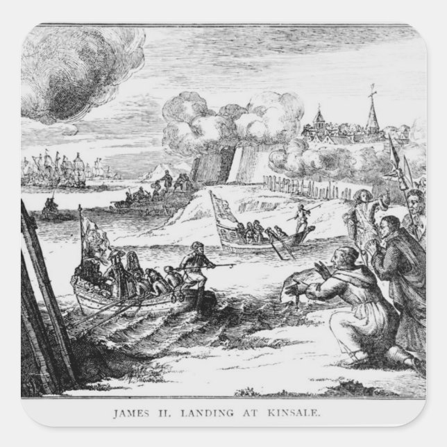 James II  Landing at Kinsale, 12 March 1689 Square Sticker (Front)