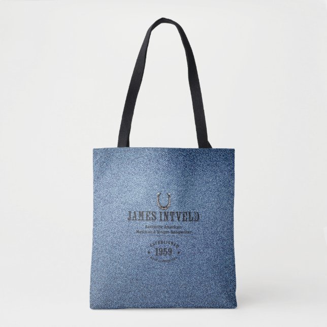 James Intveld Blue Denim Tote Bag (Front)