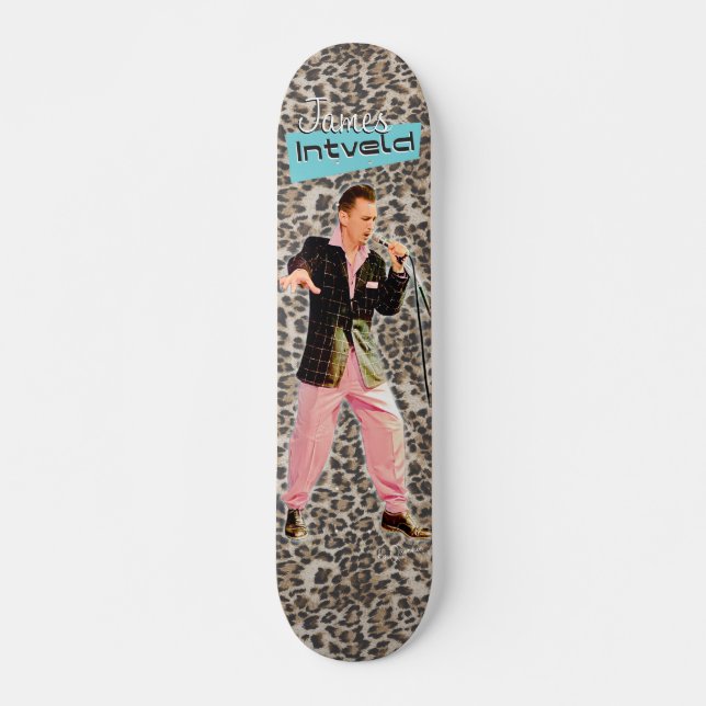 James Intveld Rockabilly Leopard Skateboard (Front)